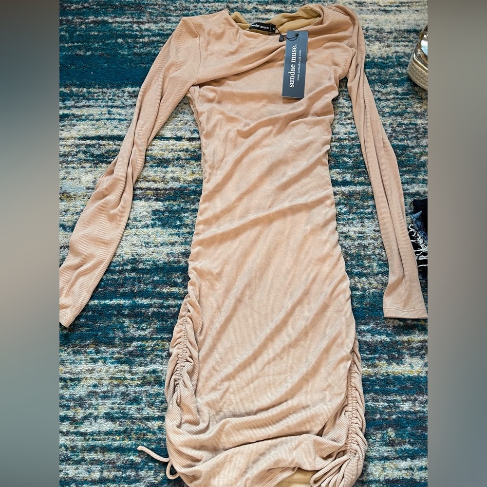 Sundae Muse tan long sleeve dress